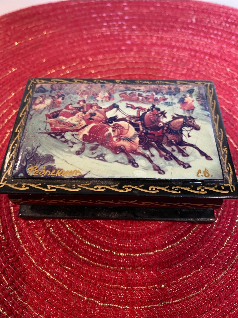 Vintage Russian Lacquer Trinket Box